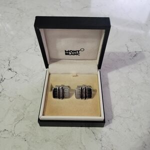 Montblanc Silver and Black Cufflinks.